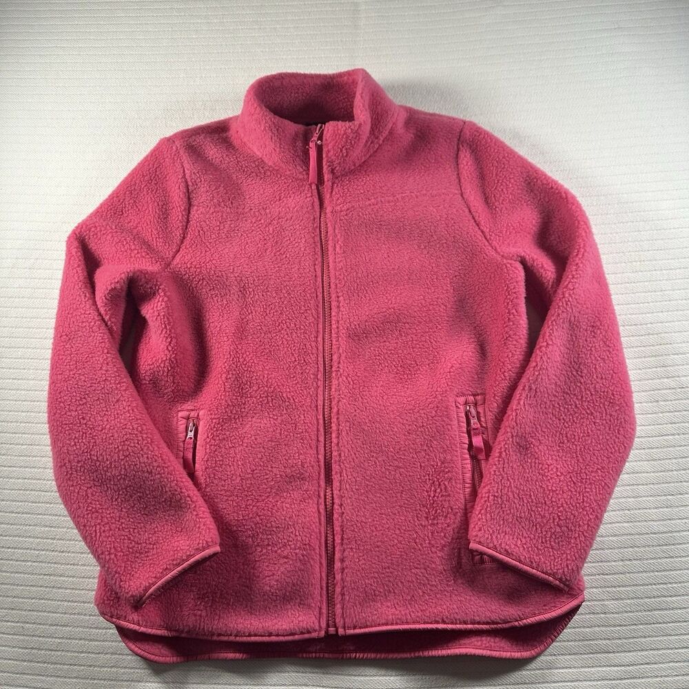 Talbots Women’s Medium Pink Fleece Jacket Full Zip Cozy Soft Casual